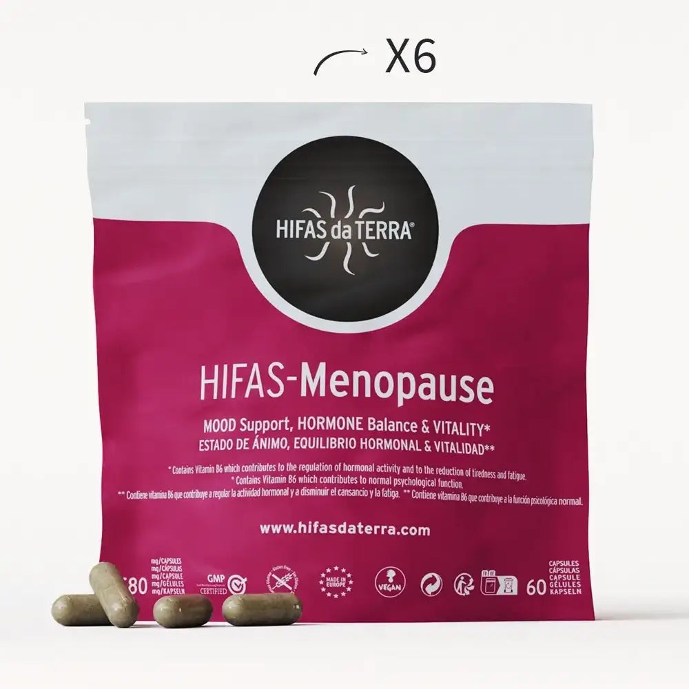 Hifas-Menopause (Reishi, Cordyceps, Lion's Mane, Ashwaghanda KSM 66 and Green Tea extract) capsules