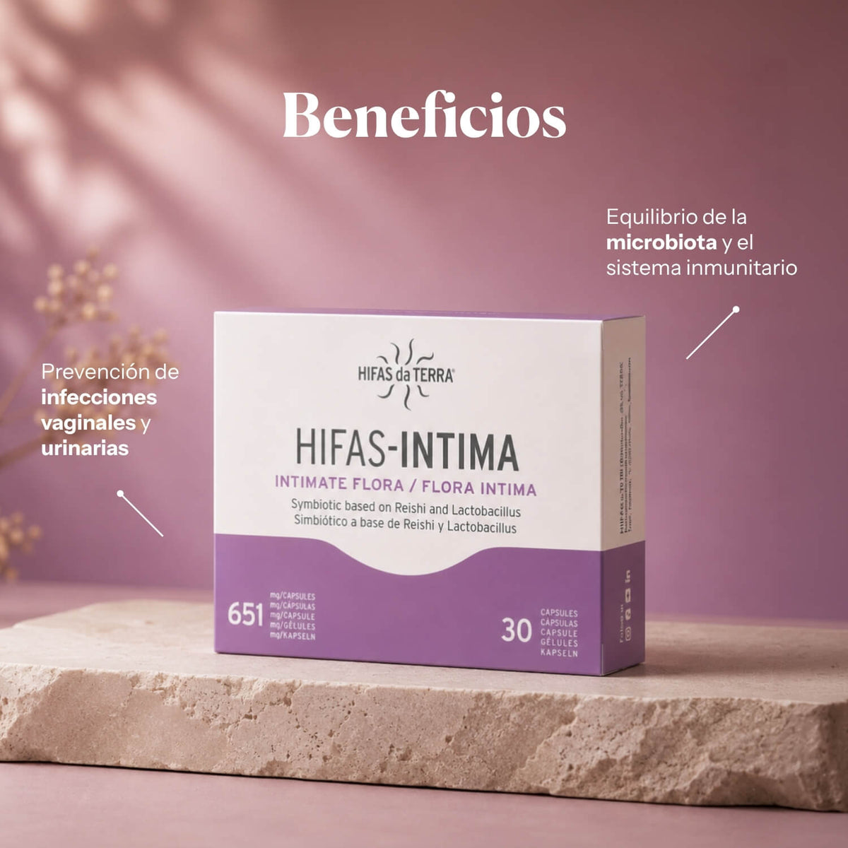 Benefits of Hifas-INTIMA Oral: vaginal pre- and probiotic with Reishi and D-Mannose | Hifas da Terra