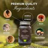 Mico Five (Chaga, Reishi, Maitake, Shiitake, Sun mushroom) Capsules