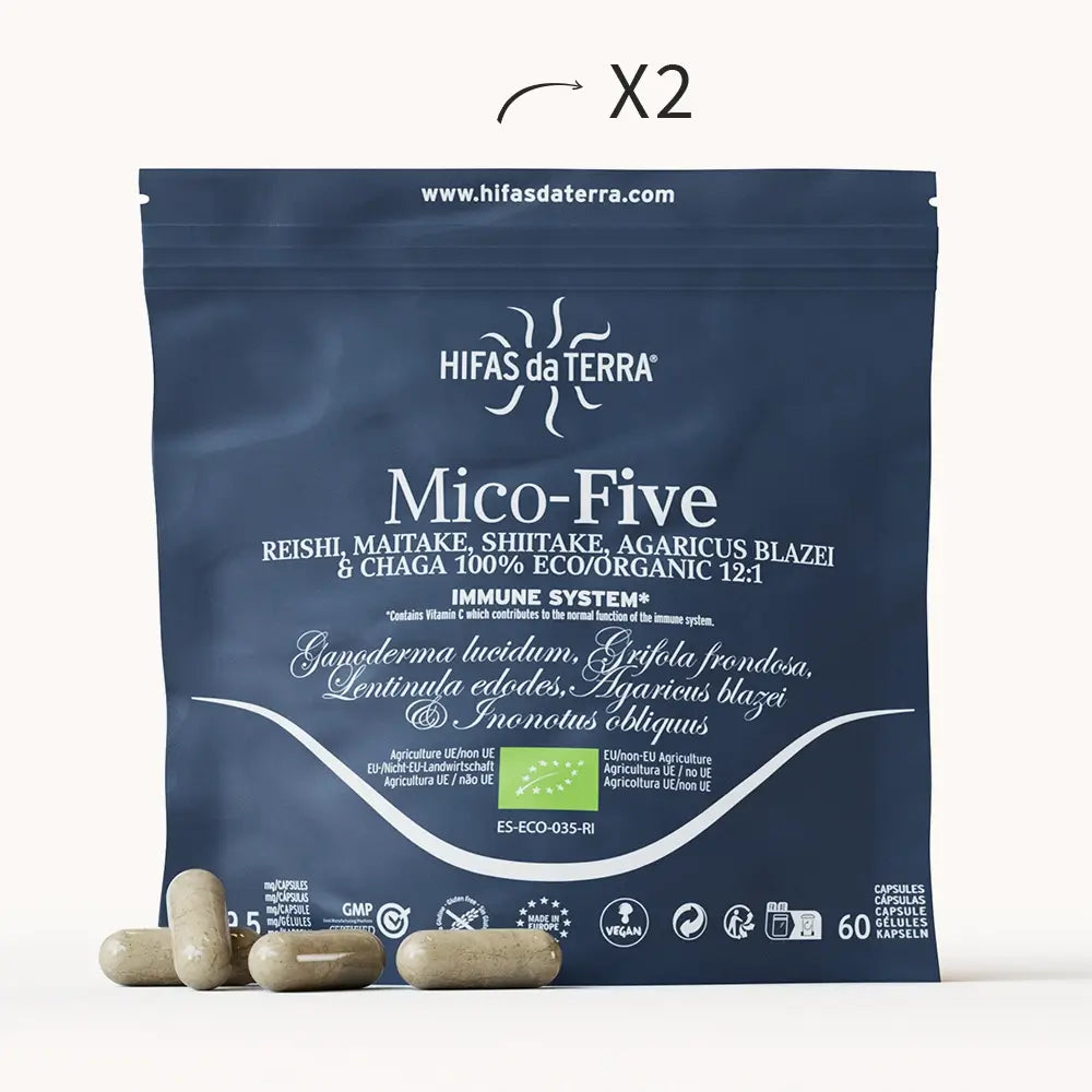 Mico-Five Pure extracts from Reishi, Shiitake, Maitake, Sun and Chaga Mushrooms