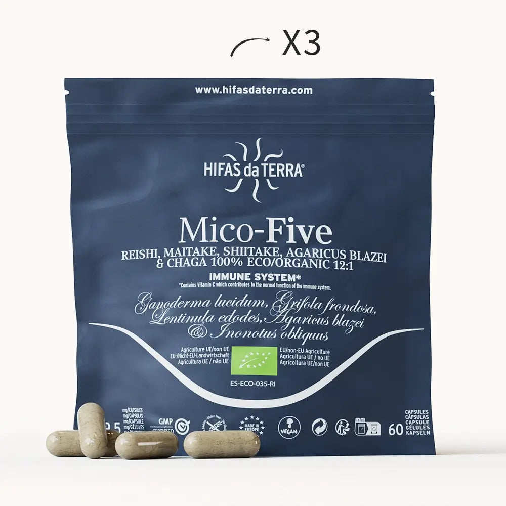 Mico-Five Pure extracts from Reishi, Shiitake, Maitake, Sun and Chaga Mushrooms